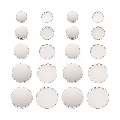 150Pcs 5 Styles 316 Surgical Stainless Steel Lace Edge Bezel Cups STAS-CD0001-09-1