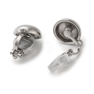 Rack Plating Flat Round Brass Clip-on Earrings Findings KK-D047-07P-1