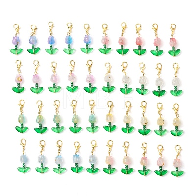 40Pcs Tulip Acrylic Pendant Decorations HJEW-JM04689-02-1