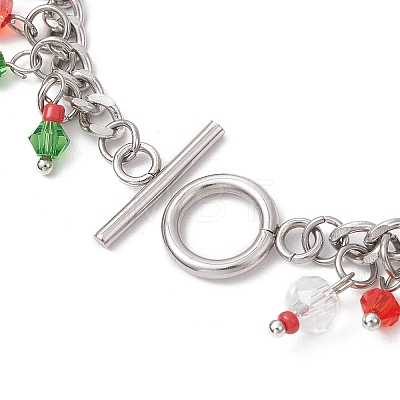 Christmas Series Alloy Enamel Charm Bracelets BJEW-TA00662-1