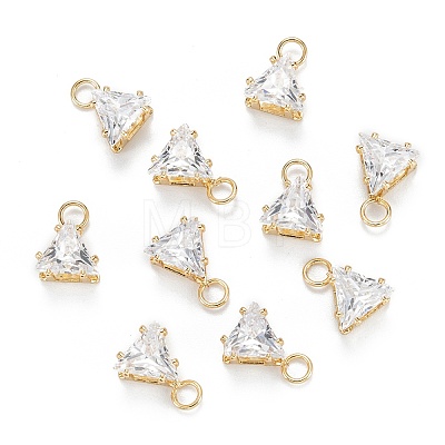 Brass Clear Cubic Zirconia Charms ZIRC-G170-15-1