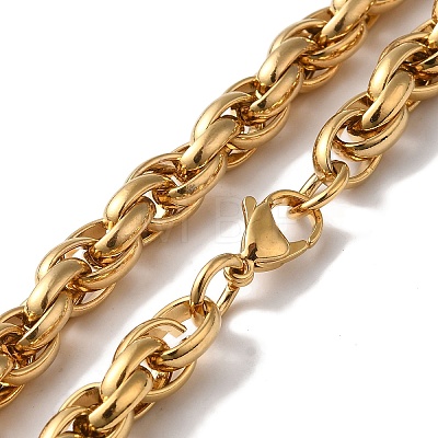 PVD Vacuum Plating 201 Stainless Steel Rope chain Necklaces NJEW-H033-06B-G-1