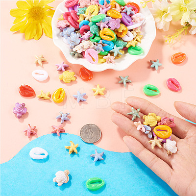 200Pcs 3 Styles Ocean Animal Opaque Acrylic Beads OACR-TA0005-04-1