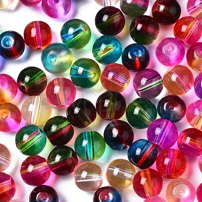 Transparent Two Tone Baking Painted Glass Beads DGLA-N033-09-1