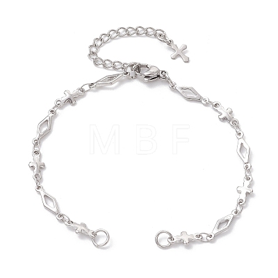 304 Stainless Steel Rhombus Link Chain Bracelet Making AJEW-JB01445-1