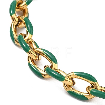 304 Stainless Steel Enamel Cable Chain Bracelets for Women BJEW-JB13595-1