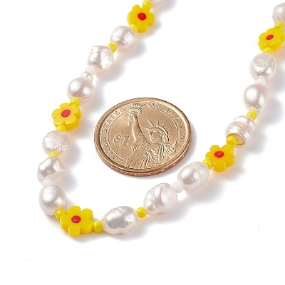 Natural Pearl Beaded Necklace NJEW-TA00018-03-1