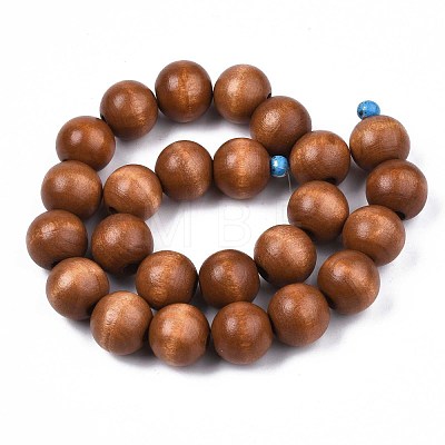 Spray Painted Natural Wood Beads Strands WOOD-S053-57E-1