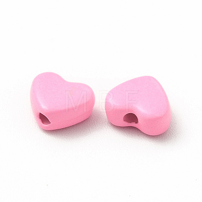 Heart Spray Painted Alloy Beads FIND-G053-01B-1