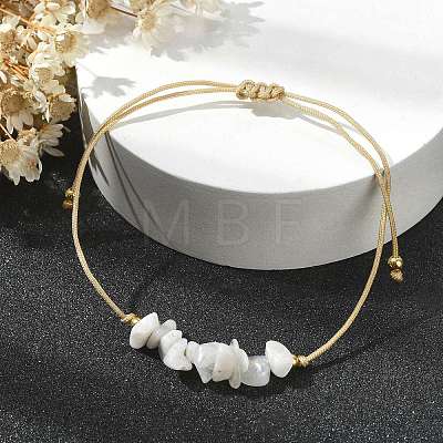 Natural Moonstone Chips Braided Bead Bracelets BJEW-JB09851-06-1