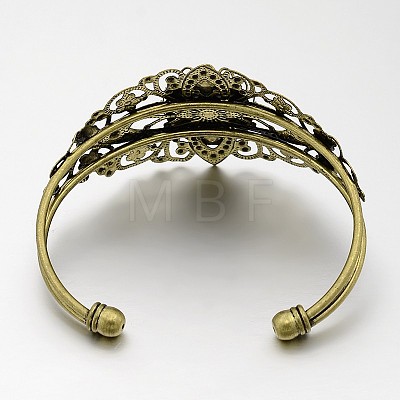 Filigree Brass Cuff Bangle Making and Oval Transparent Glass Cabochons DIY-X0219-1