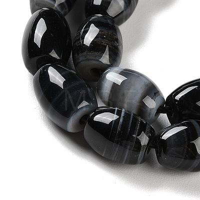 Natural Black Striped Agate/Banded Agate Beads Strand G-NH0019-C03-06-1
