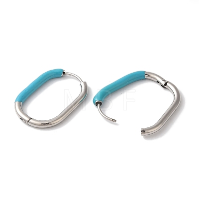 Oval Ion Plating(IP) 304 Stainless Steel Hoop Earrings for Women EJEW-L287-038P-03-1