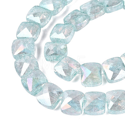 Electroplate Transparent Crackle Glass Beads Strands EGLA-Q135-02A-B02-1