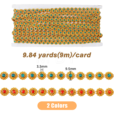 2 Cards 2 Colors PVC Plastis Flower Link Chains CHAC-FH0001-03-1