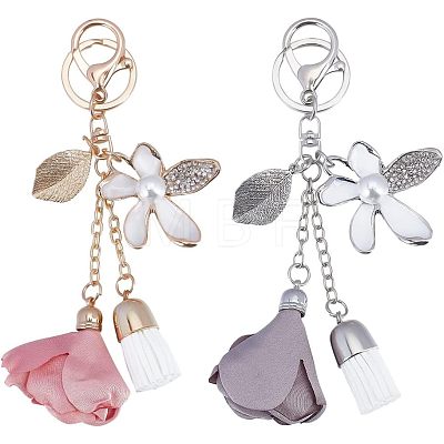 2Pcs 2 Colors Alloy Rhinestone Keychain KEYC-CA0001-28-1