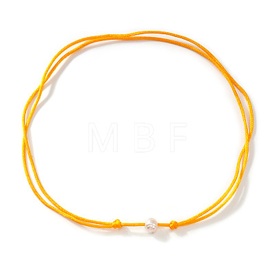Imitation Pearl White Potato Pendant Adjustable Waxed Cord Necklaces for Women OH8963-5-1