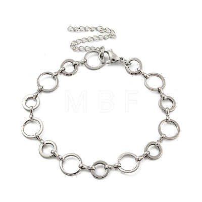 304 Stainless Steel Ring Link Chains Bracelets for Men & Women BJEW-D042-13P-1