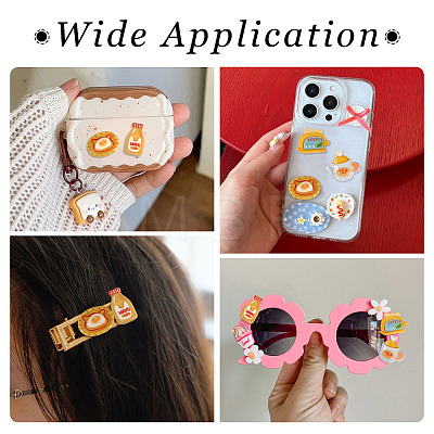 40Pcs 4 Styles Afternoon Tea Theme Opaque Resin Cabochonss RESI-TA0004-92-1