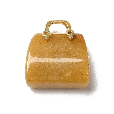 Natural Topaz Jade Brass Pendants KK-E274-01G-16-1