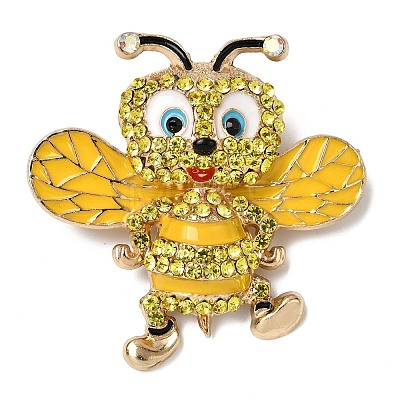 Bees Rhinestone Enamel Pins JEWB-L026-04G-02-1