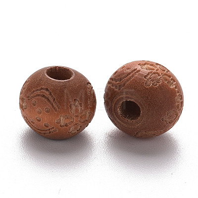 Painted Natural Wood Beads WOOD-N006-03A-02-1