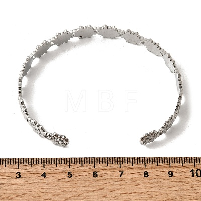 201 Stainless Steel Open Cuff Bangles for Women BJEW-Z162-02P-1