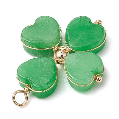 Natural Howlite/Green Aventurine/Malaysia Jade/Rose Quartz/Synthetic Turquoise Clover Pendants PALLOY-JF03181-1