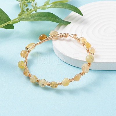 Natural Yellow Opal Braided Beaded Bracelet BJEW-JB07997-05-1