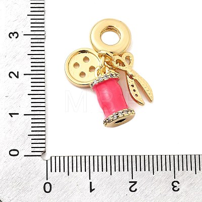 Brass Micro Pave Clear Cubic Zirconia European Dangle Charms KK-F904-08G-1