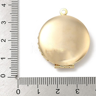 Flat Round Brass Hollow Locket Pendants KK-K414-11A-G-1