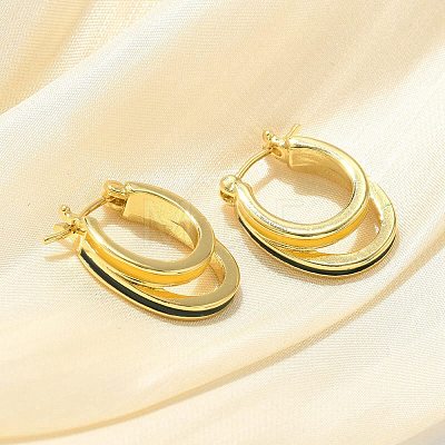 Two-layer Oval Brass Enamel Hoop Earrings EJEW-S252-03D-G-1