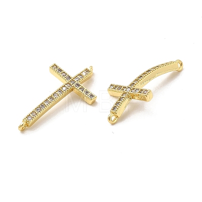 Brass Micro Pave Clear Cubic Zirconia Connector Charms KK-E068-VB332-1