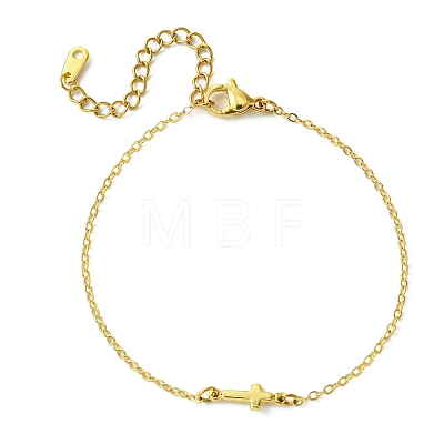 Cross Brass Link Bracelets BJEW-JB10588-1