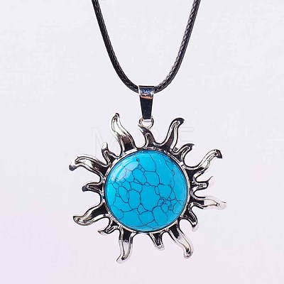 Synthetic Turquoise Sun Pendant Necklace NV9131-4-1