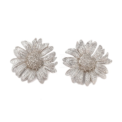 Flower Alloy Stud Earrings for Women EJEW-A112-08P-1