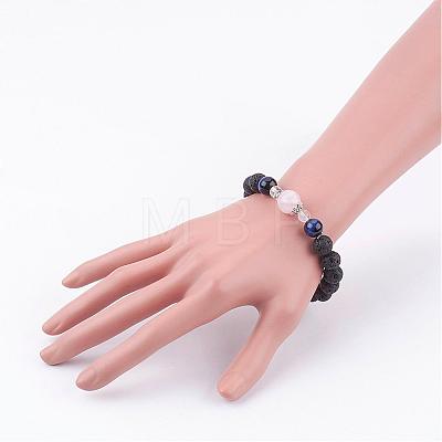 Natural Lava Rock Stretch Bracelets BJEW-JB03172-1