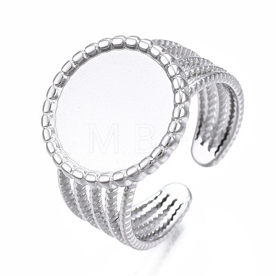 304 Stainless Steel Open Cuff Finger Ring Cabochon Settings STAS-T060-06P-1