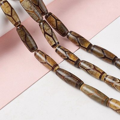 Tibetan Style dZi Beads Strands G-A024-01T-1