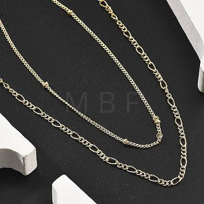 Brass Double Layer Necklaces NJEW-D302-53G-1