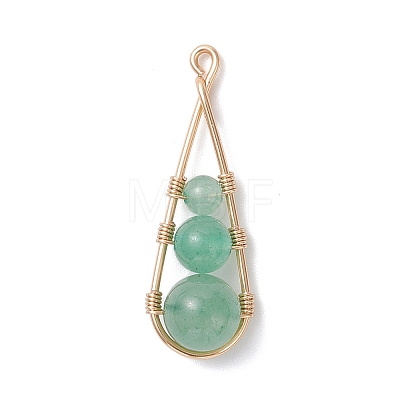 4Pcs 4 Styles Dyed Natural Quartz Crystal & Carnelian & Green Aventurine & Amethyst Round Beaded Pendants PALLOY-TA00347-02-1