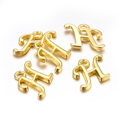 Golden Plated Alloy Letter Pendants PALLOY-J718-01G-H-1