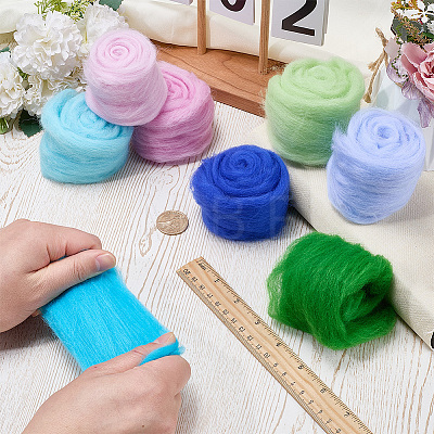 8Pcs 8 Colors DIY Wool Roving DIY-CP0013-78A-1