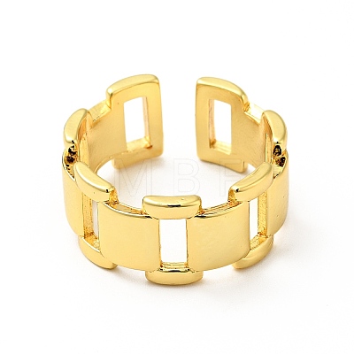 Brass Rectangle Open Cuff Ring for Men Women RJEW-A008-07G-1