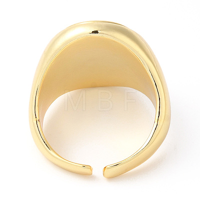 Rack Plating Brass Oval with Heart Open Cuff Rings RJEW-R137-01G-1