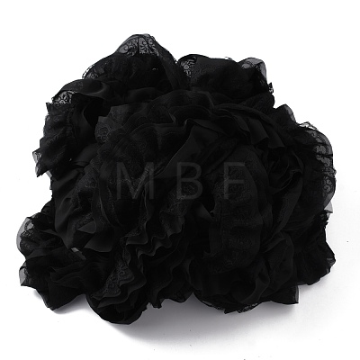 3-Layer Pleated Chiffon Flower Lace Trim OCOR-WH0066-77B-1