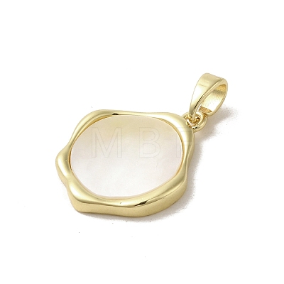 Brass Pave Shell Pendants KK-I708-13C-G-1