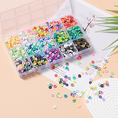 2400Pcs 15 Colors Handmade Polymer Clay Beads CLAY-YW0001-41-1
