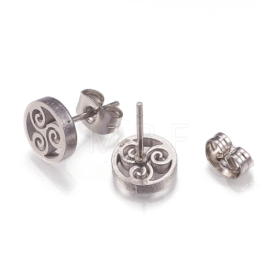 304 Stainless Steel Stud Earrings EJEW-N045-09P-1