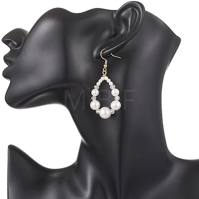 304 Stainless Steel & Natural Cultured Freshwater Pearl Teardrop Dangle Earrings EJEW-JE06862-1
